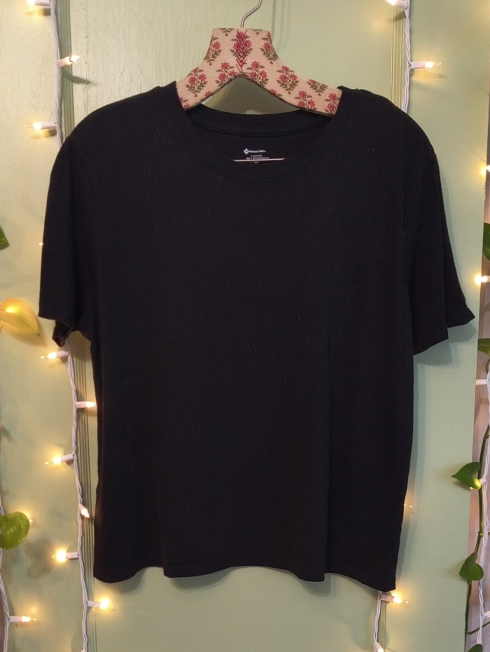 Women's Member's Mark Pima Modal Boyfriend Crop Black T-shirt 👕